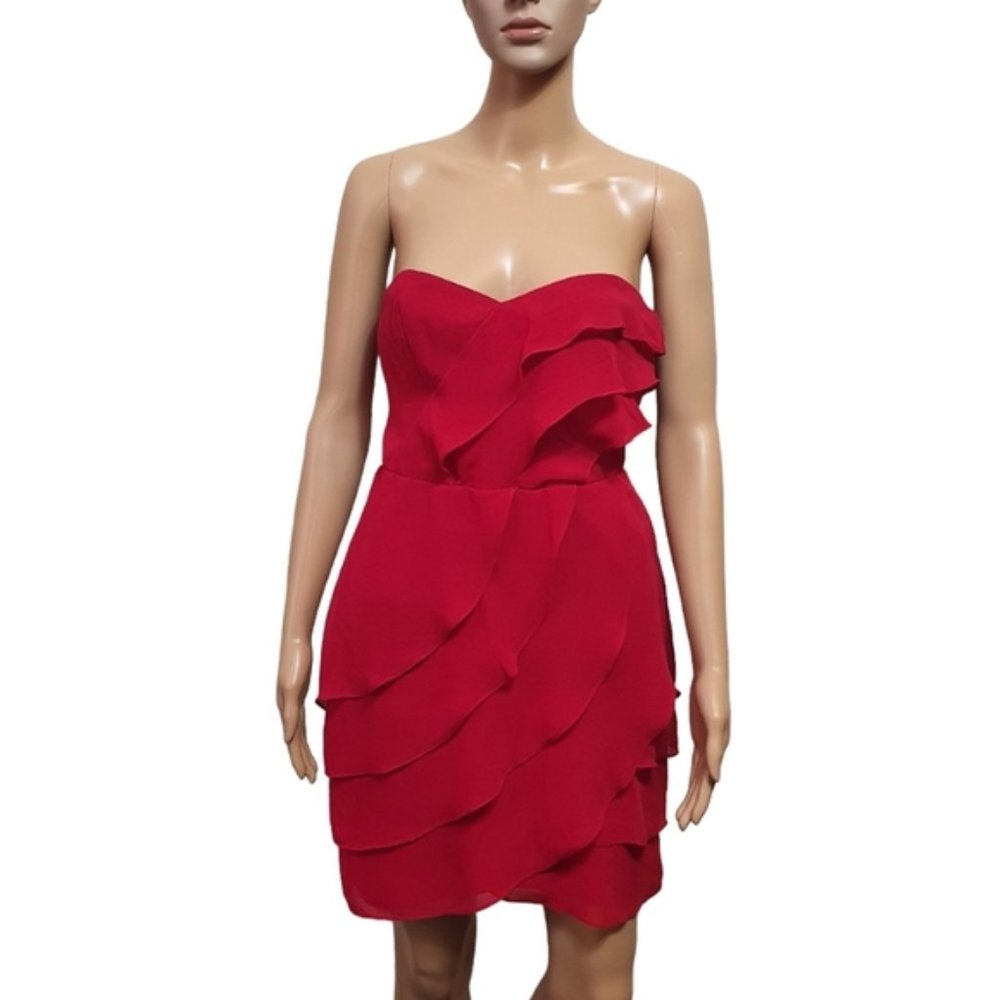 Pilgrim Australia pink strapless mini dress Sze 10 ruffled tiered cocktail party
